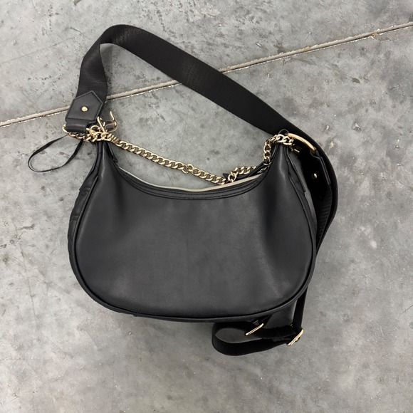 Y2K Juicy Couture Black Crossbody Heart Logo Shoulder Bag Gold Chain Strap - Picture 2 of 5